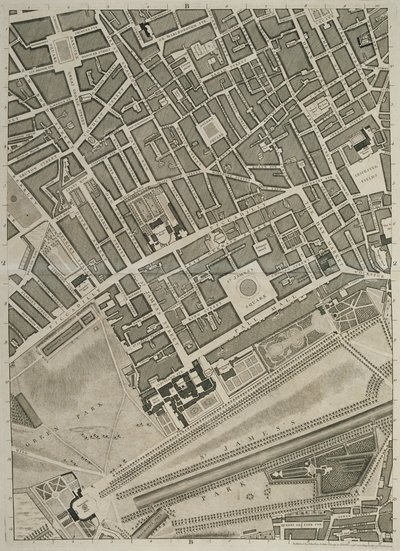 Plan of the Cities of London and Westminster and Borough of Southwark, Engraved by John Tinney, Published 1746 by John Rocque